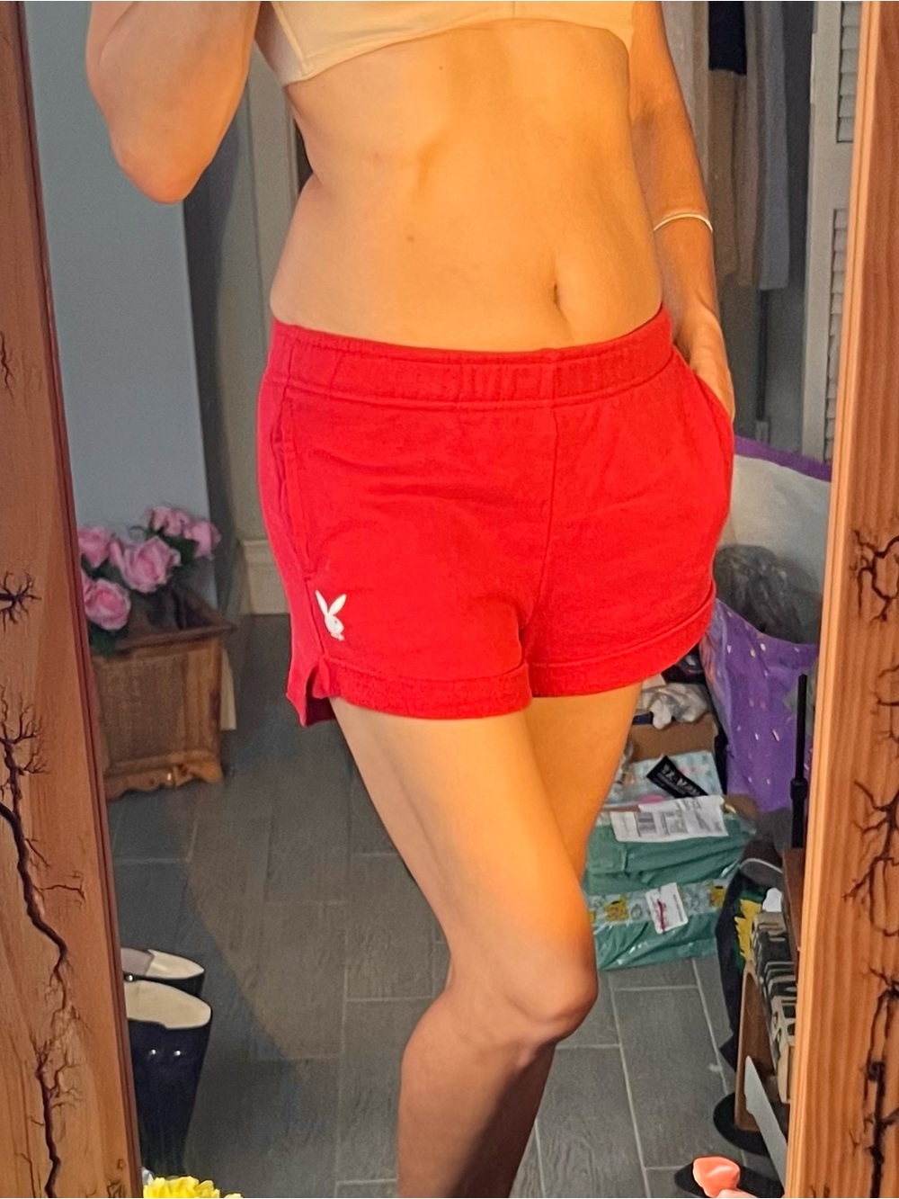 PLAYBOY Red Athletic Lounge Shorts xs, will fit a small as well
